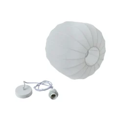 Lámpara colgante Lindby Helin, blanca, Ø 35 cm, tela