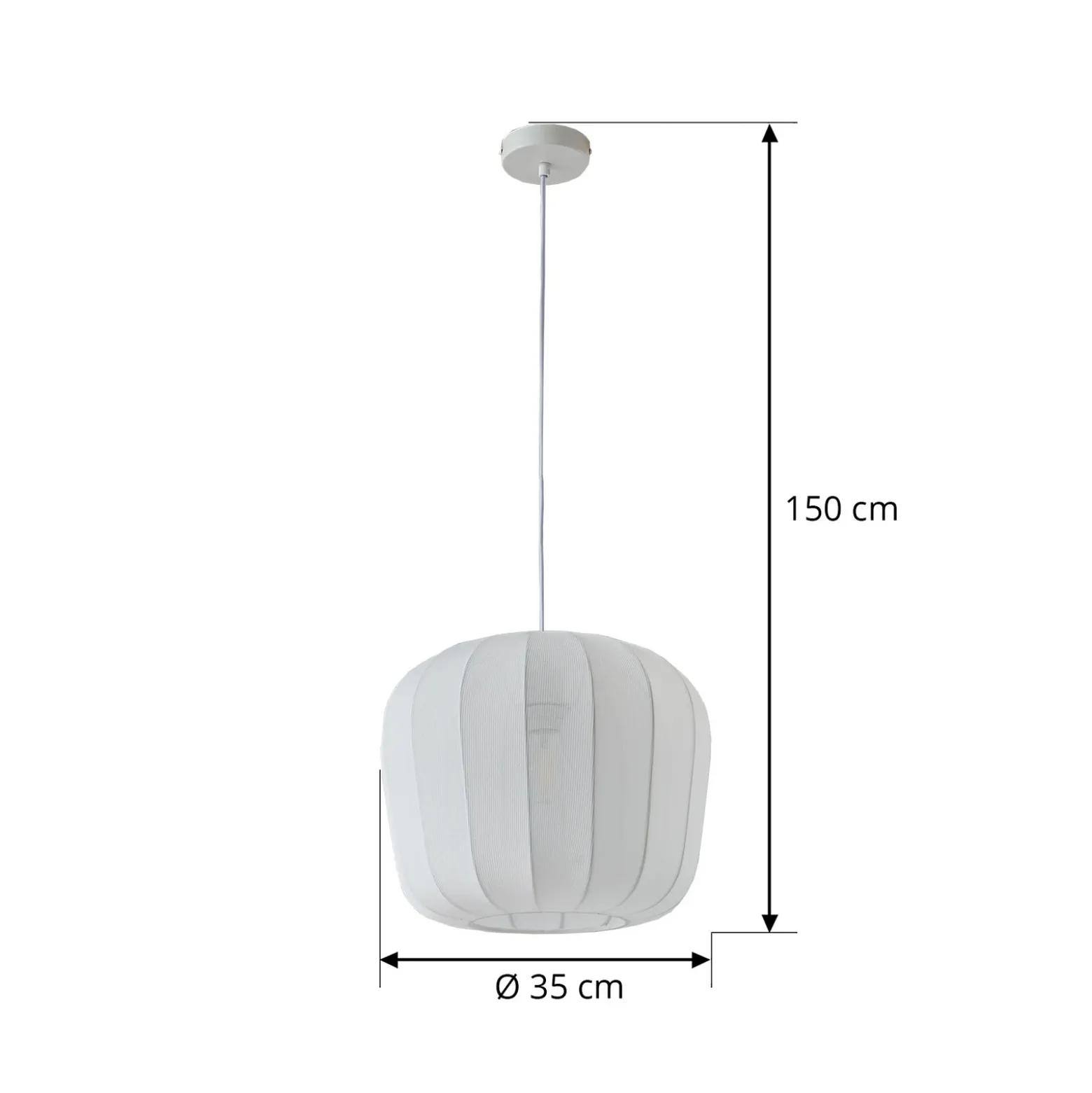 Lámpara colgante Lindby Helin, blanca, Ø 35 cm, tela
