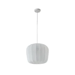 Lámpara colgante Lindby Helin, blanca, Ø 35 cm, tela