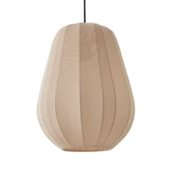 Lámpara colgante Lindby Helin, beige, Ø 30 cm, tela