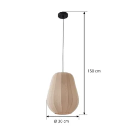 Lámpara colgante Lindby Helin, beige, Ø 30 cm, tela