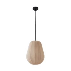 Lámpara colgante Lindby Helin, beige, Ø 30 cm, tela