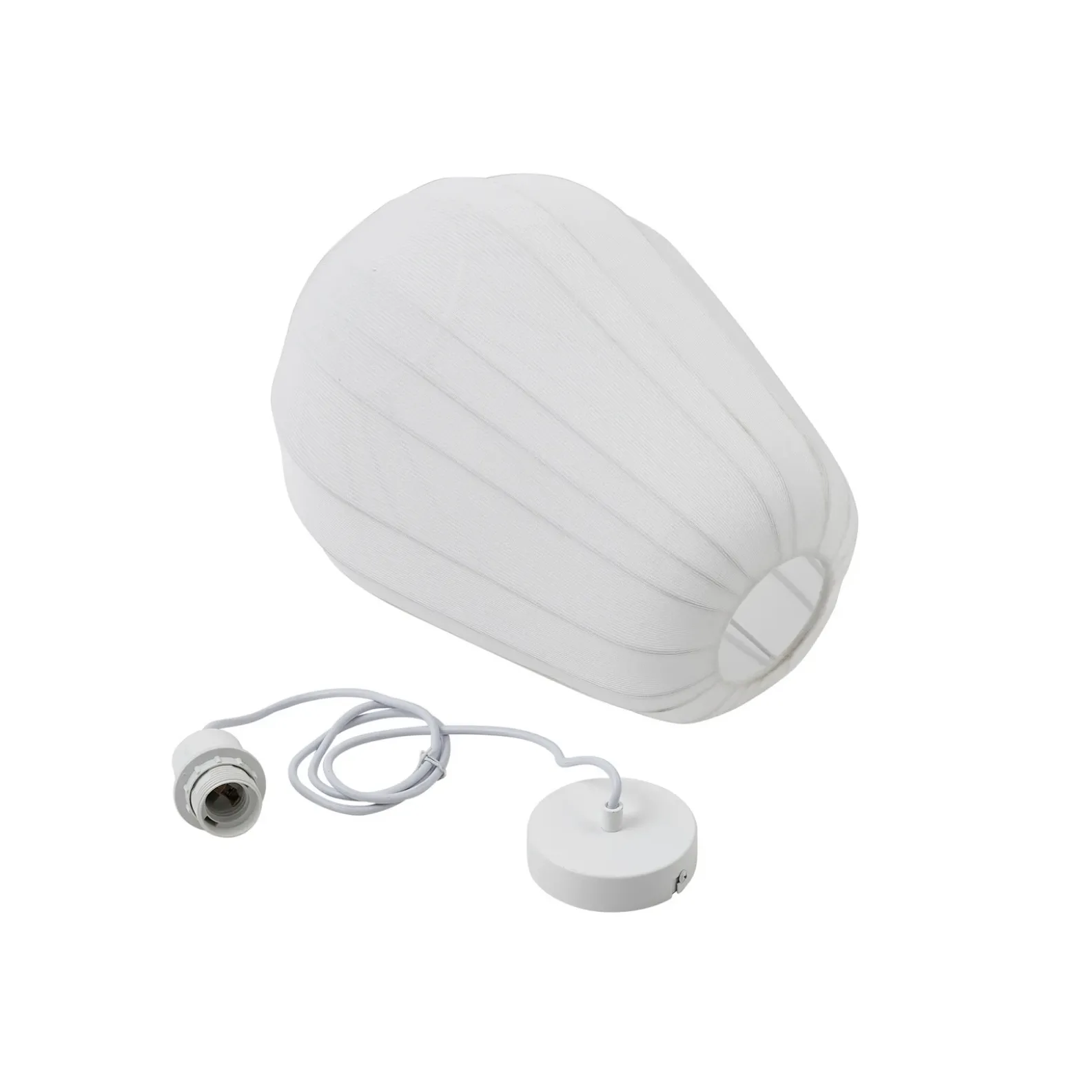 Lámpara colgante Lindby Helin, blanca, Ø 30 cm, tela