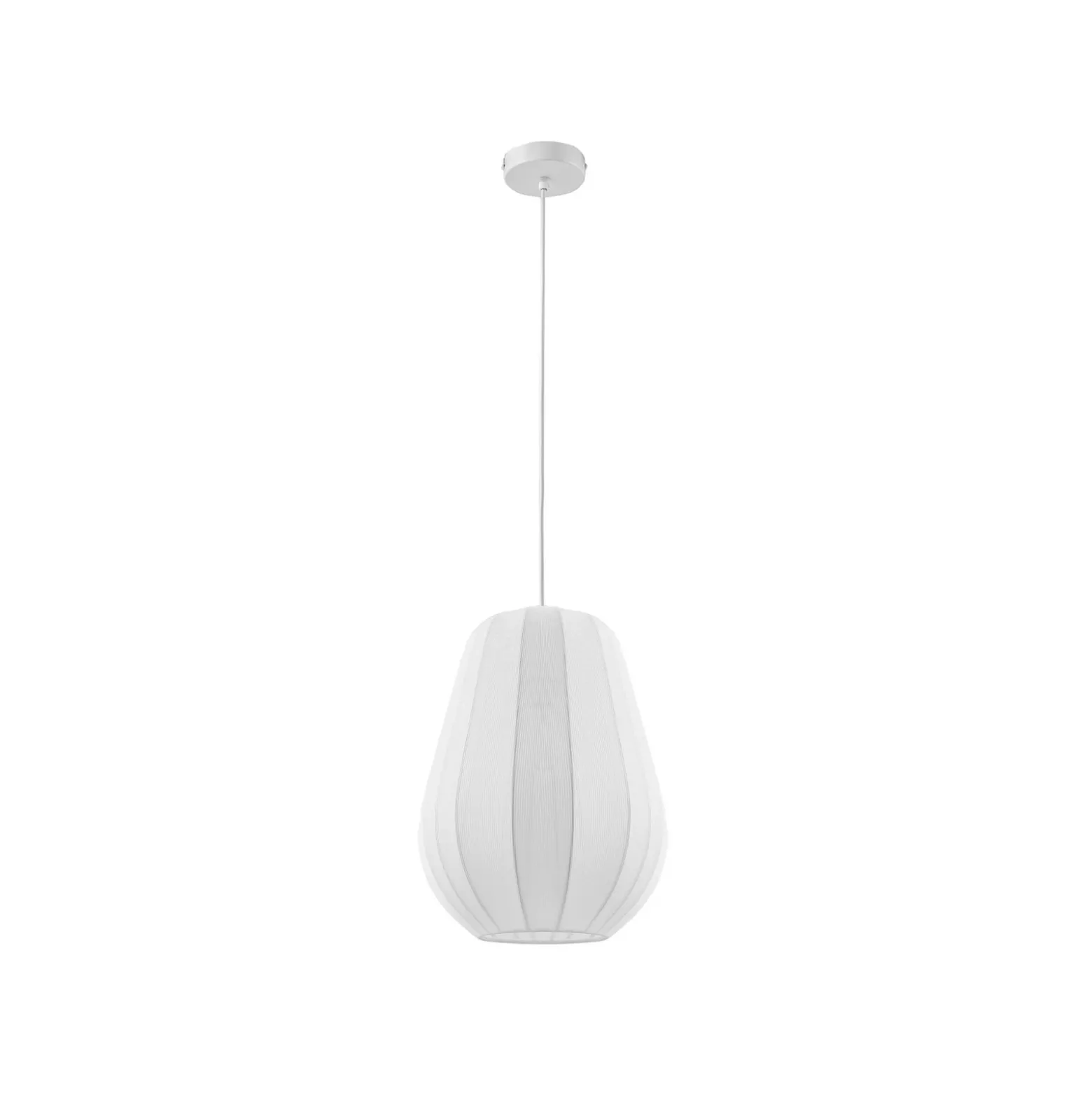 Lámpara colgante Lindby Helin, blanca, Ø 30 cm, tela