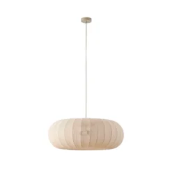 Lámpara colgante Lindby Helin, beige, Ø 70 cm, textil, 3 x E27