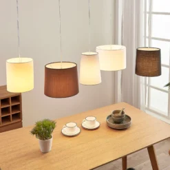 Lámpara colgante Lindby Hermina, multicolor, 5 luces, tejido, E27