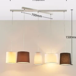 Lámpara colgante Lindby Hermina, multicolor, 5 luces, tejido, E27