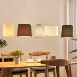 Lámpara colgante Lindby Hermina, multicolor, 5 luces, tejido, E27