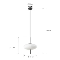 Lámpara colgante Lindby Hikari, Ø 30 cm, blanca, cristal, E14