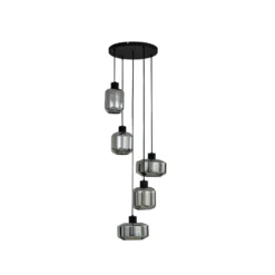 Lámpara colgante Lindby Hildur, Ø 35 cm, gris humo, cristal, E27