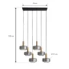Lámpara colgante Lindby Hildur, 6 luces, gris humo, cristal