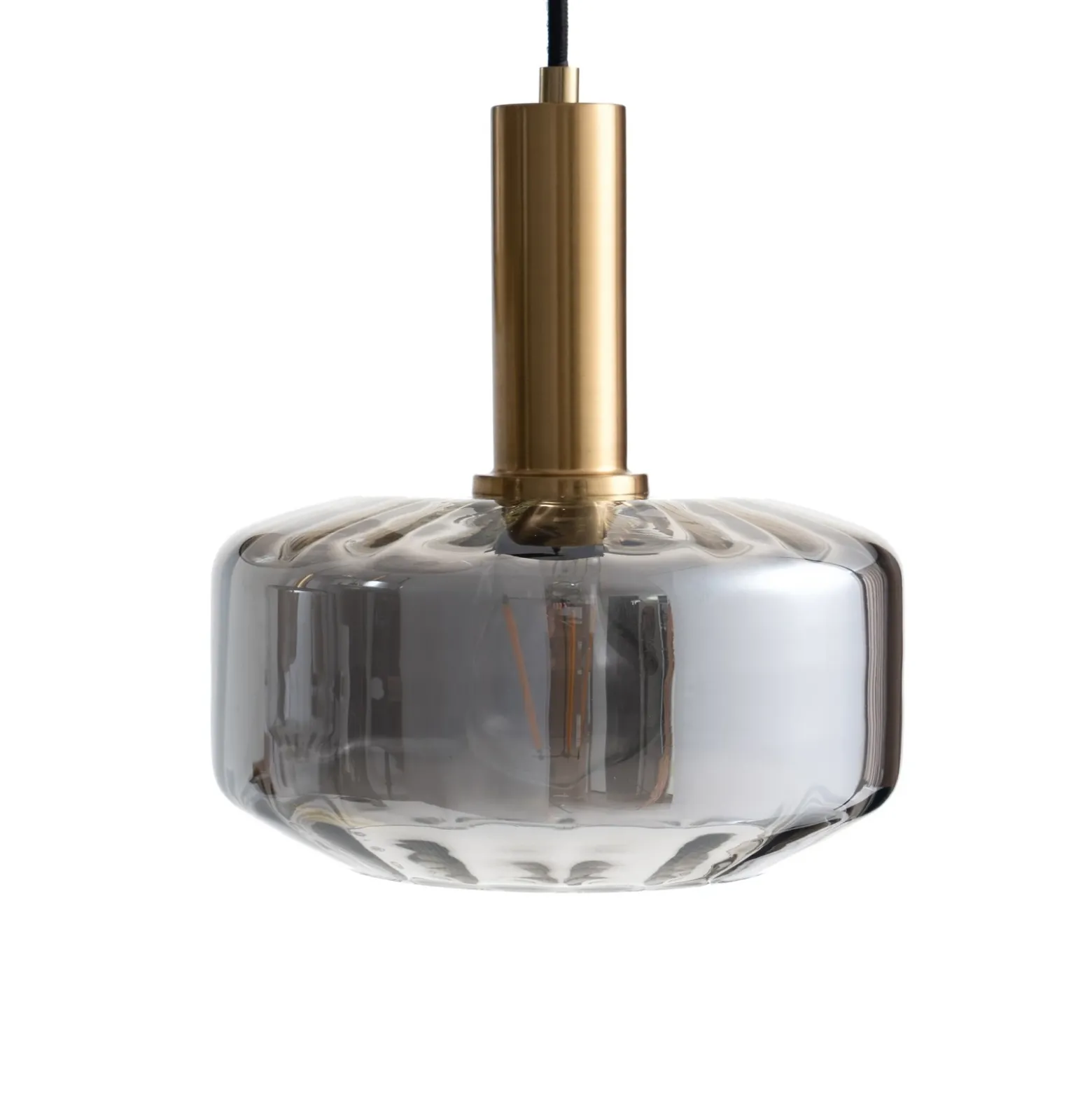 Lámpara colgante Lindby Hildur, 6 luces, gris humo, cristal