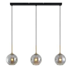 Lámpara colgante Lindby Hiwana, gris humo, cristal, 3 luces