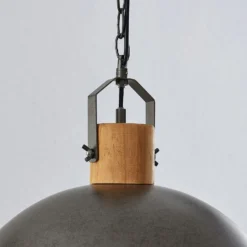 Lámpara colgante Lindby Holgar, verde, madera, metal, Ø 45 cm, E27