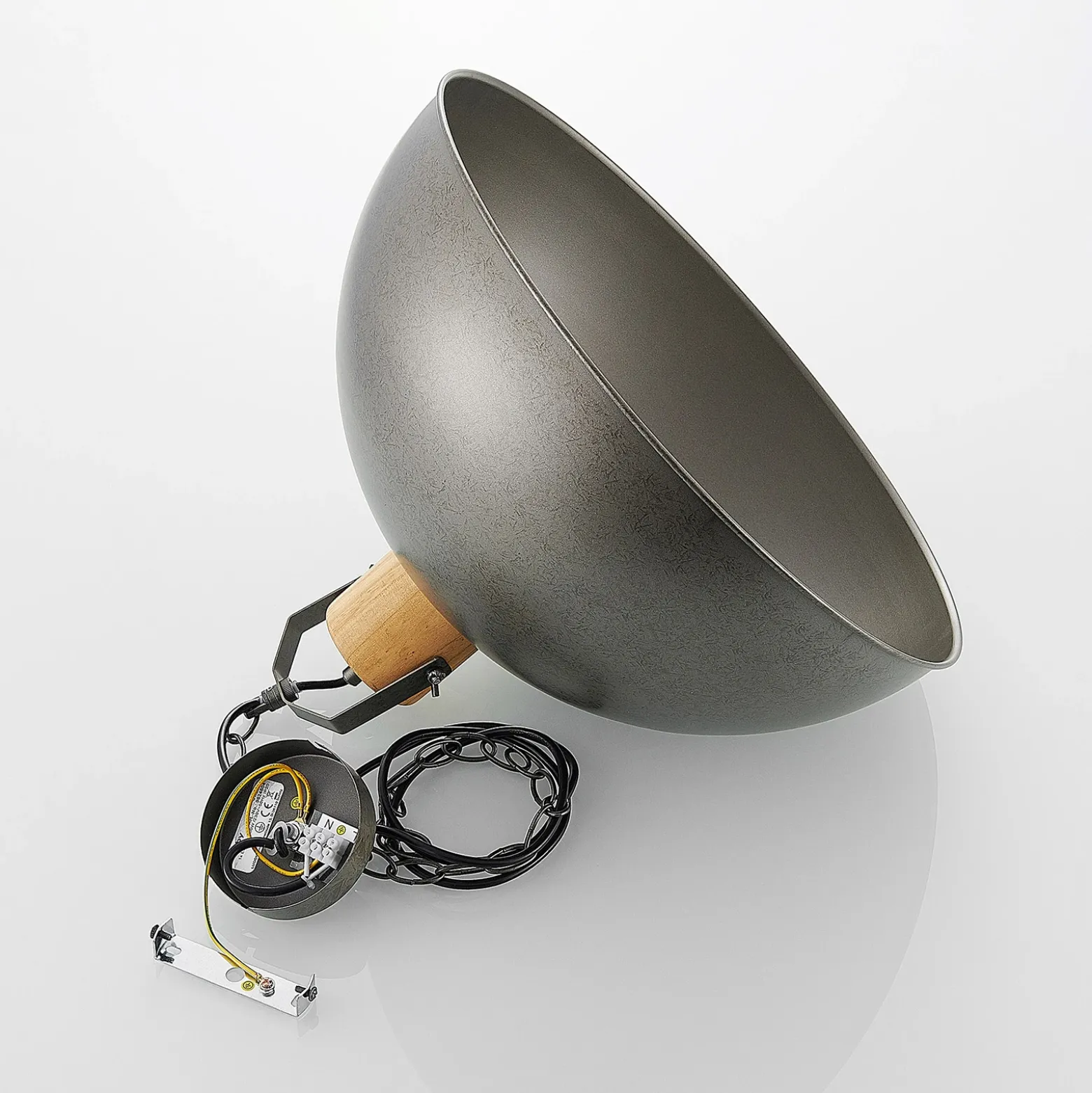 Lámpara colgante Lindby Holgar, verde, madera, metal, Ø 45 cm, E27