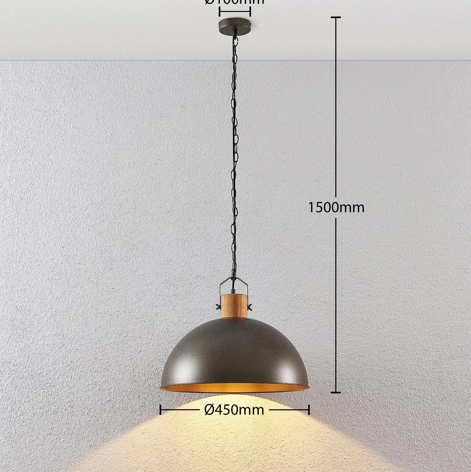 Lámpara colgante Lindby Holgar, verde, madera, metal, Ø 45 cm, E27