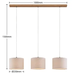 Lámpara colgante Lindby Imarin, 3 luces, blanca, textil, 100cm