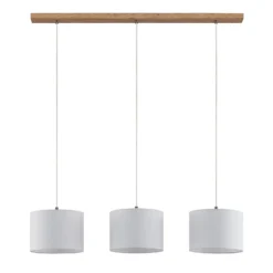 Lámpara colgante Lindby Imarin, 3 luces, blanca, textil, 100cm