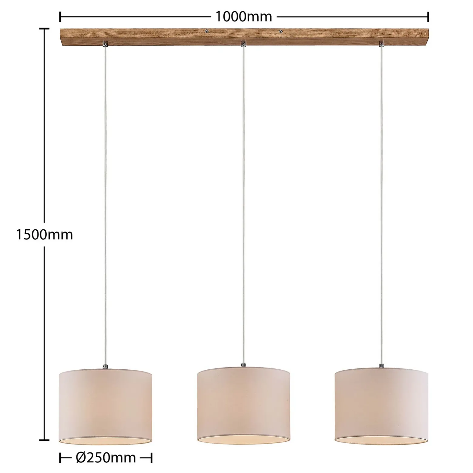 Lámpara colgante Lindby Imarin, 3 luces, blanca, textil, 100cm