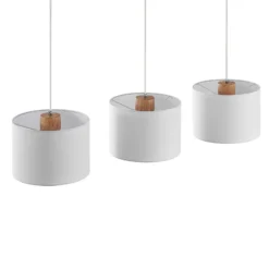 Lámpara colgante Lindby Imarin, 3 luces, blanca, textil, 100cm