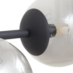 Lámpara colgante Lindby Isamer, gris humo, 130 cm, globo