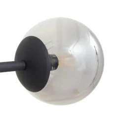 Lámpara colgante Lindby Isamer, gris humo/ámbar, 130 cm, globo