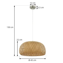 Lámpara colgante Lindby Jadwiga, Ø 45 cm, bambú, E27