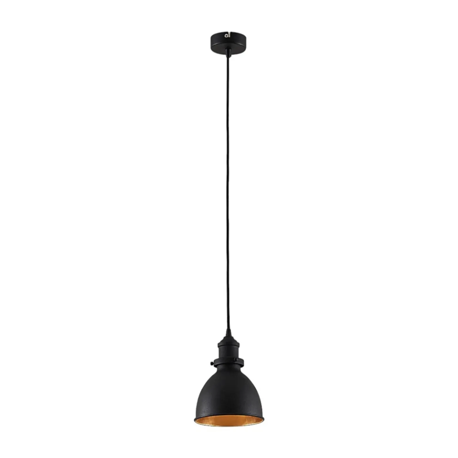 Lámpara colgante Lindby Jasminka, negro/oro, metal, 1 luz.
