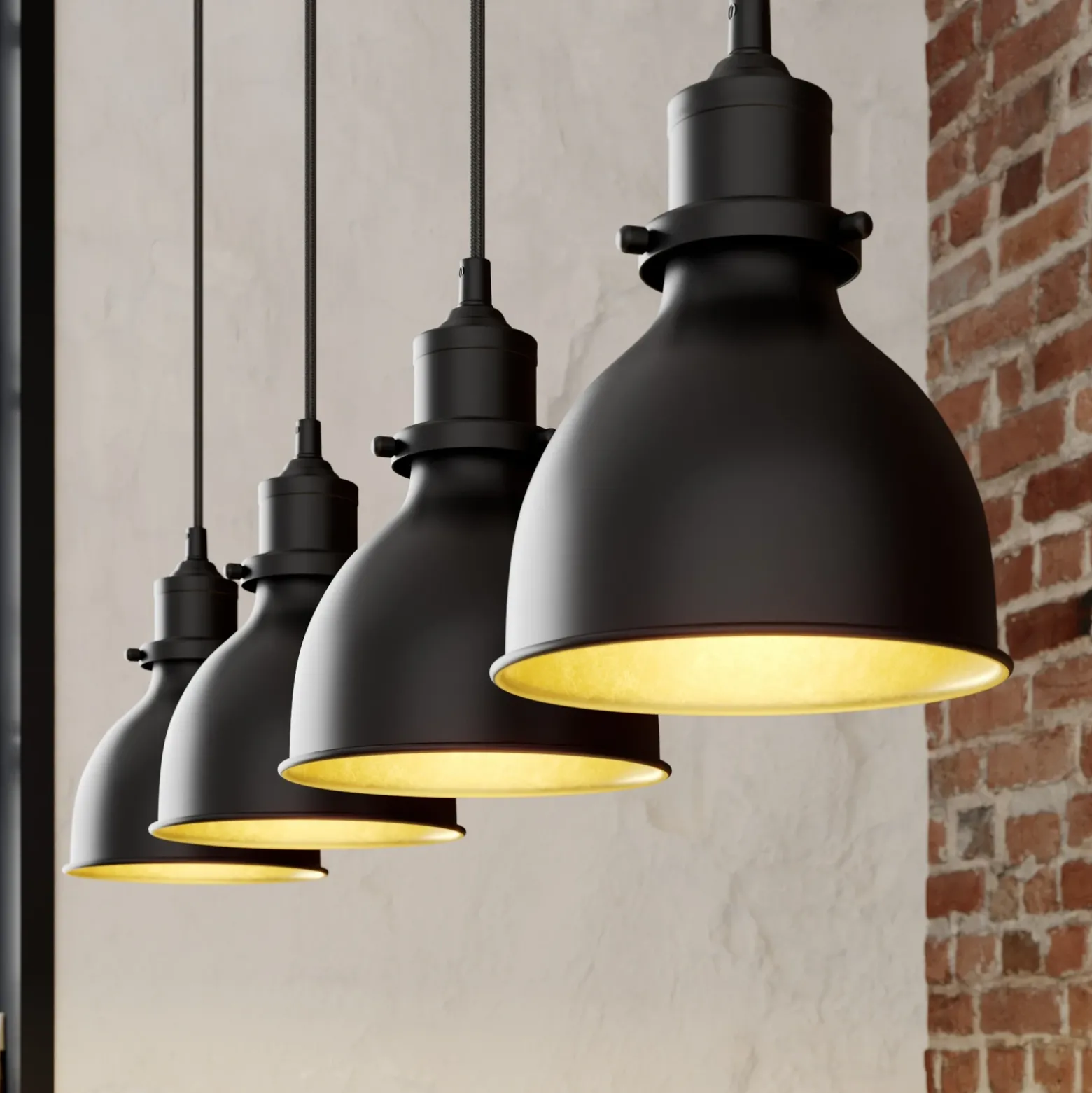 Lámpara colgante Lindby Jasminka, negro/oro, metal, 4 luces.