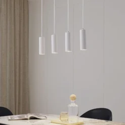 Lámpara colgante Lindby Joffrey, 76 cm, blanca, 4 luces, GU10