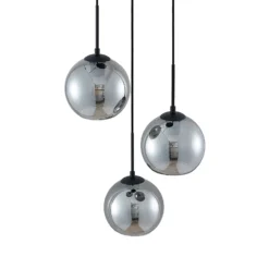 Lámpara colgante Lindby Jurian, 32 cm, 3 luces, negro/humo, cristal