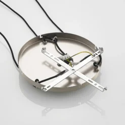 Lámpara colgante Lindby Jurian, Ø 32 cm, 3 luces, níquel/opal, cristal