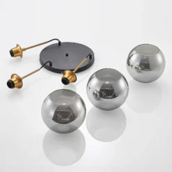 Lámpara colgante Lindby Jurian, 32 cm, 3 luces, bronce, humo, cristal