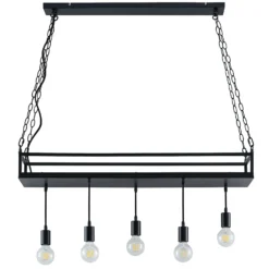 Lámpara colgante Lindby Kirista, 5 luces, negro, 100 cm, E27