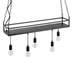 Lámpara colgante Lindby Kirista, 5 luces, negro, 100 cm, E27
