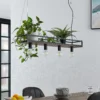 Lámpara colgante Lindby Kirista, 4 luces, negro/madera, 100 cm, E27
