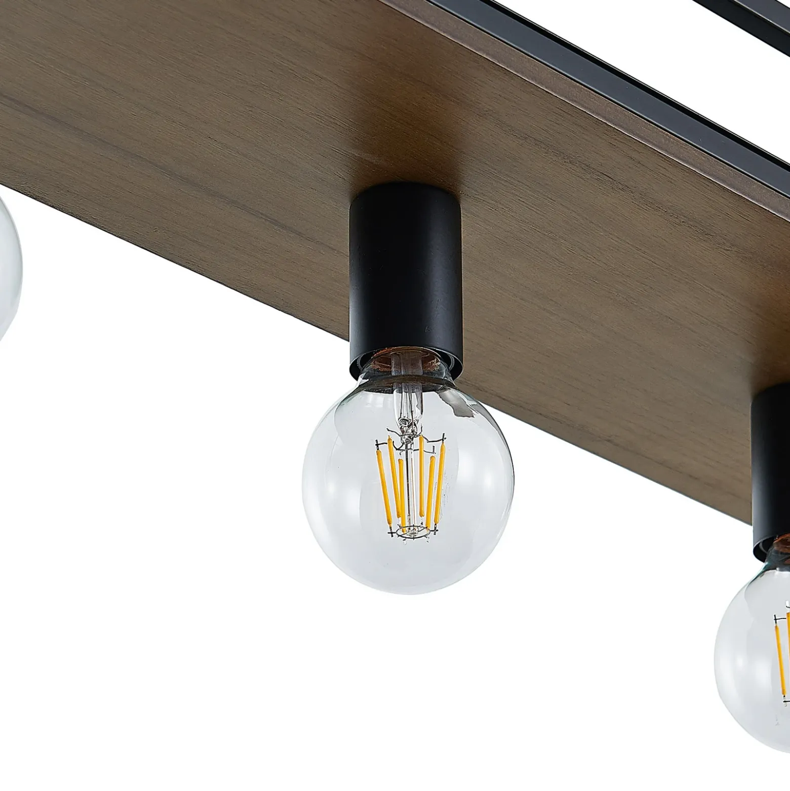 Lámpara colgante Lindby Kirista, 4 luces, negro/madera, 100 cm, E27