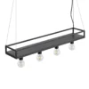 Lámpara colgante Lindby Kirista, 4 luces, negro/madera, 100 cm, E27