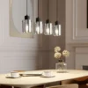 Lámpara colgante Lindby Kourtney, 4 luces, negro/gris, cristal, E27
