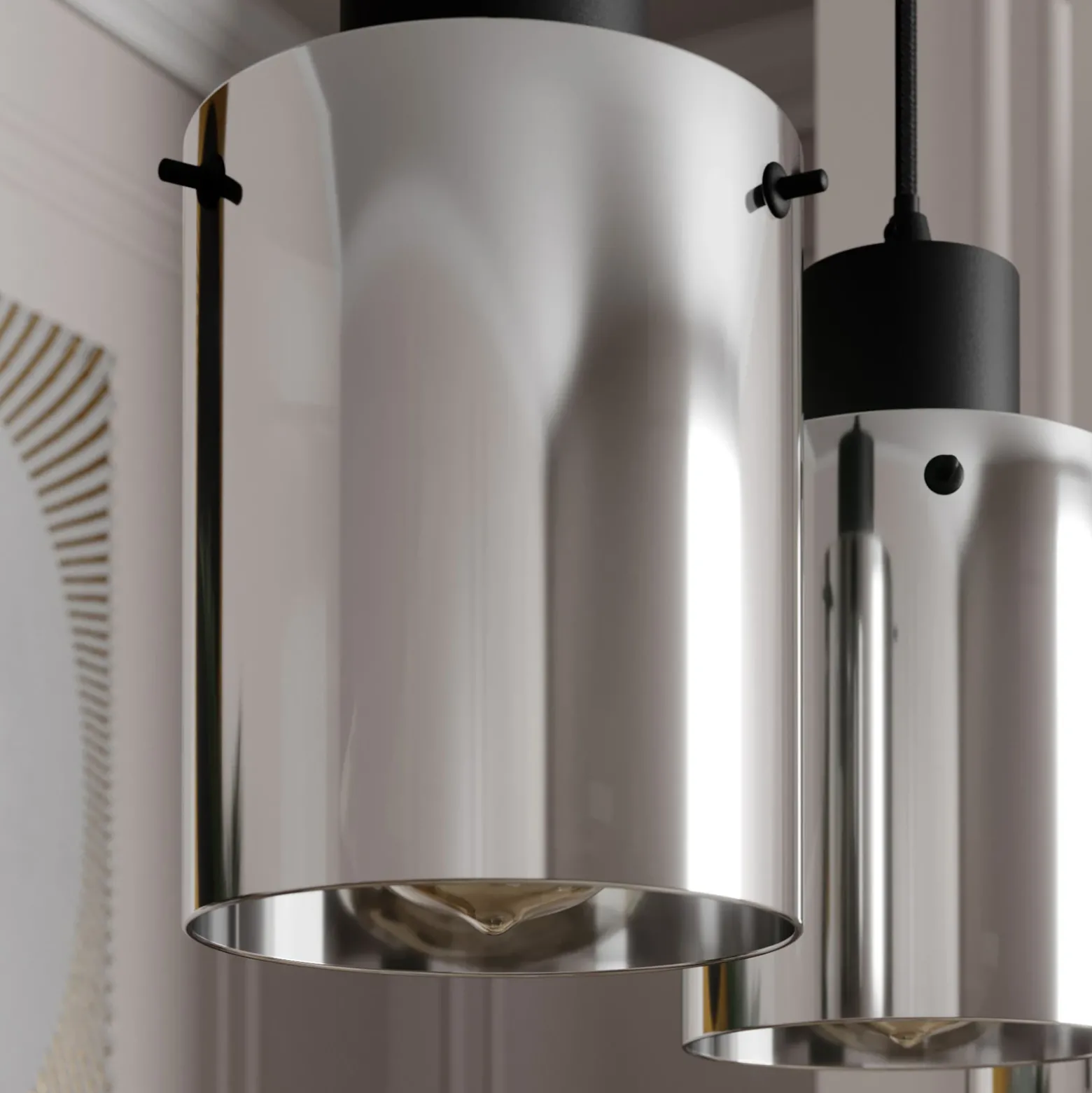 Lámpara colgante Lindby Kourtney, 4 luces, negro/gris, cristal, E27