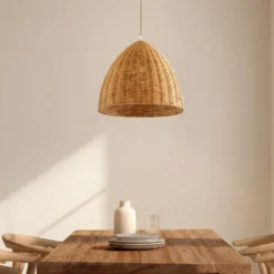 Lámpara colgante Lindby Laverne, Ø 40 cm, ratán, E27