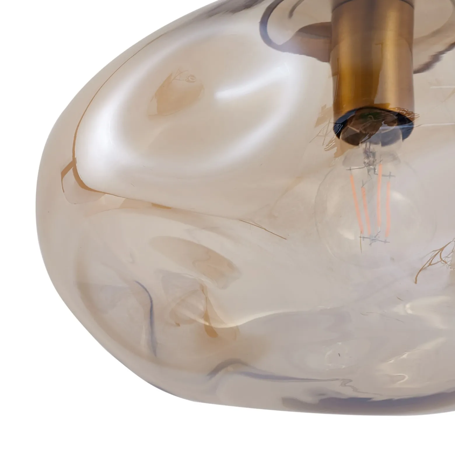Lámpara colgante Lindby Lelia, ámbar, cristal, Ø 35 cm