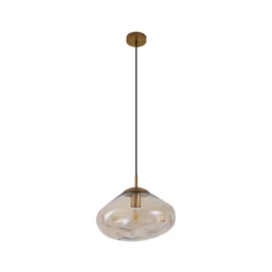 Lámpara colgante Lindby Lelia, ámbar, cristal, Ø 35 cm