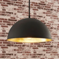 Lámpara colgante Lindby Leya, negro/oro, metal, Ø 30 cm, E27