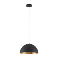 Lámpara colgante Lindby Leya, negro/oro, metal, Ø 30 cm, E27