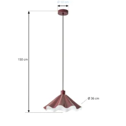 Lámpara colgante Lindby Lilliet, Ø 34 cm, rojo oscuro, metal, E27