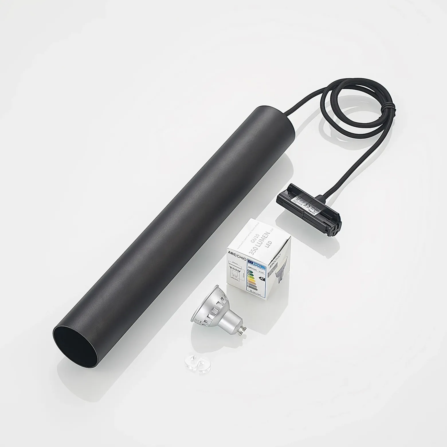 Lámpara colgante Lindby Linaro, 40 cm, negra, 1 fase, GU10