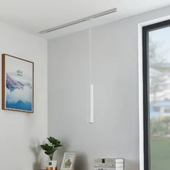 Lámpara colgante Lindby Linaro, 40 cm, blanca, monofásica, GU10