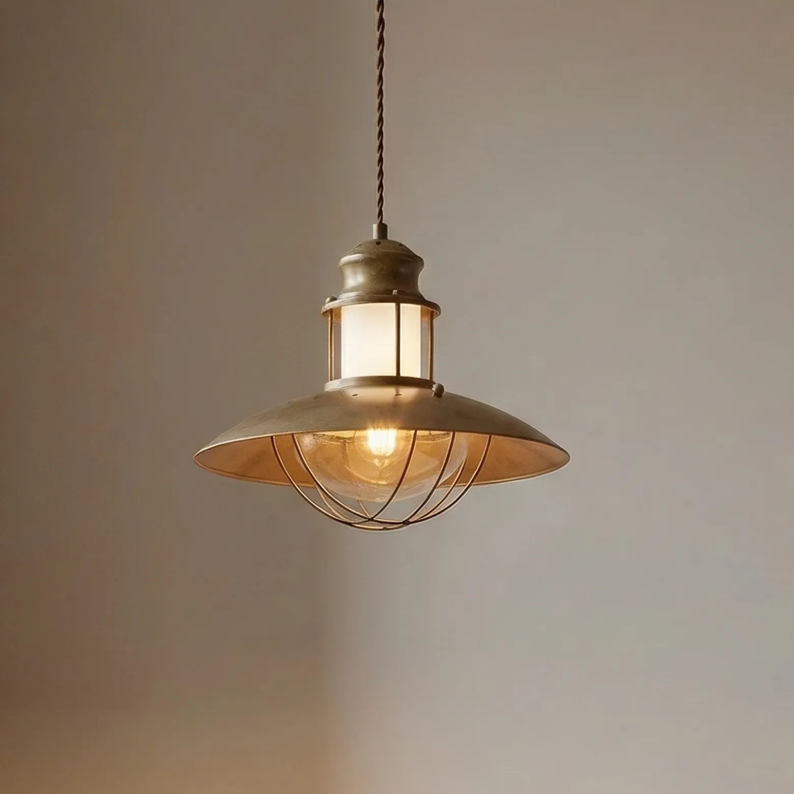 Lámpara colgante Lindby Louisanne, marrón, metal, Ø 35 cm
