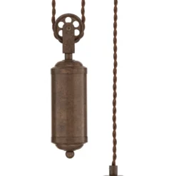 Lámpara colgante Lindby Louisanne, regulable, marrón, Ø 35 cm